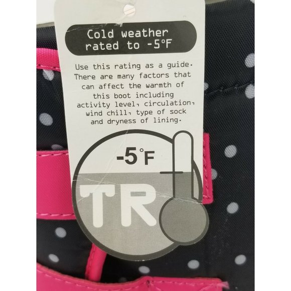 NEW WONDER NATION GIRLS WINTER  BOOTS BLACK Pink Polka Dot Hook and Loop 13-1 - Picture 10 of 10